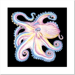 Purple Blue Octopus Tentacles Kraken Ink Posters and Art